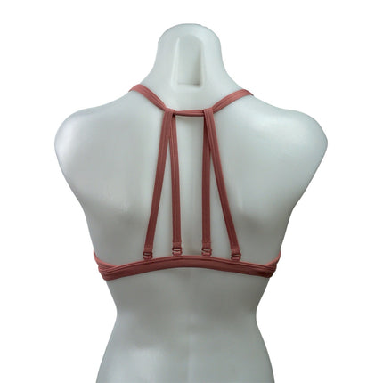 Gymshark Ruched Strappy Pink White Workout Active Sports Bra Crop Tank Top Sz S
