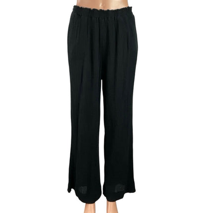 Shade & Shore Black Pull On High Rise Gauze Wide Leg Beach Cover Up Pants Size M