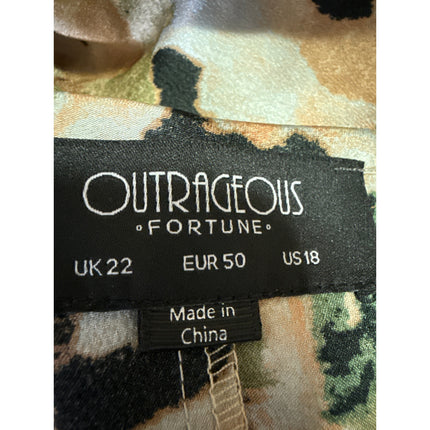 Outrageous Fortune Multicolor Satin Camo Long Balloon Sleeve Mini Shift Dress 18