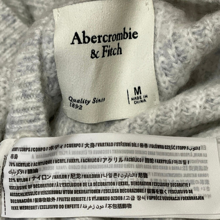 Abercrombie & Fitch Women's Gray Long Sleeves Ribbed Knit Cardigan Sweater Top M