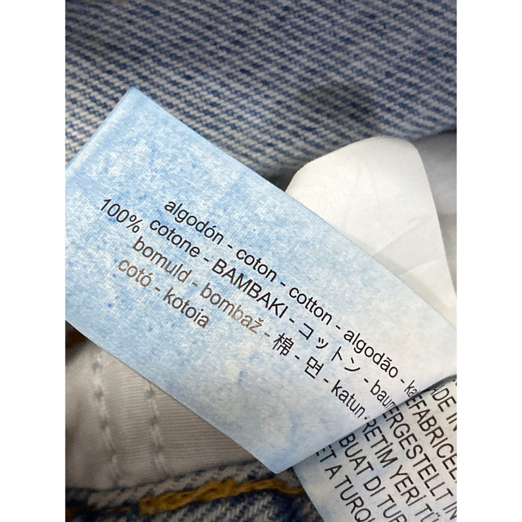 NEW Zara Blue Light Wash Raw Hem High Rise Straight Leg Denim Jeans Pants Sz 38