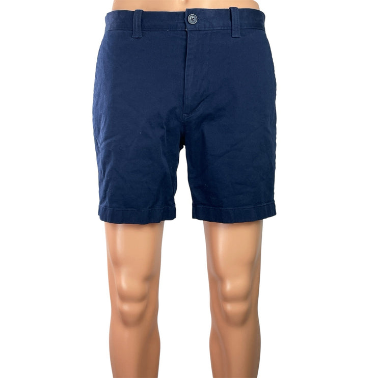 J.Crew 7" Men's Navy Blue Mid Rise Chino Khaki Straight Casual Mini Shorts 30