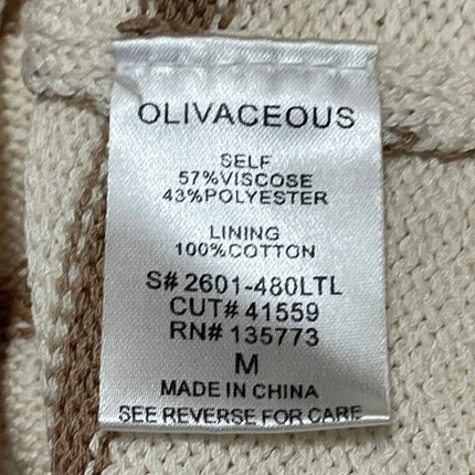 Olivaceous Gypsy and Gold Cream Striped Short Sleeve Collared Polo Shirt Top M
