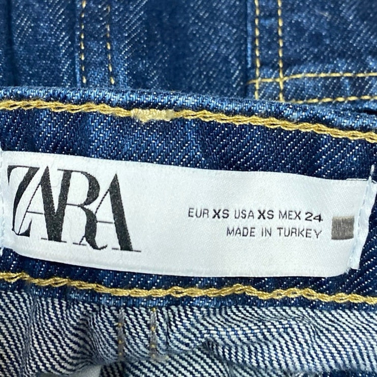 Zara Women's Blue Mid Waist Straight Casual Cotton Mini Denim Jean Skirt Size XS