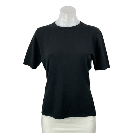 Jennifer Tyler Black Short Sleeves Cashmere Silk Crewneck Tee T-shirt Sweater L