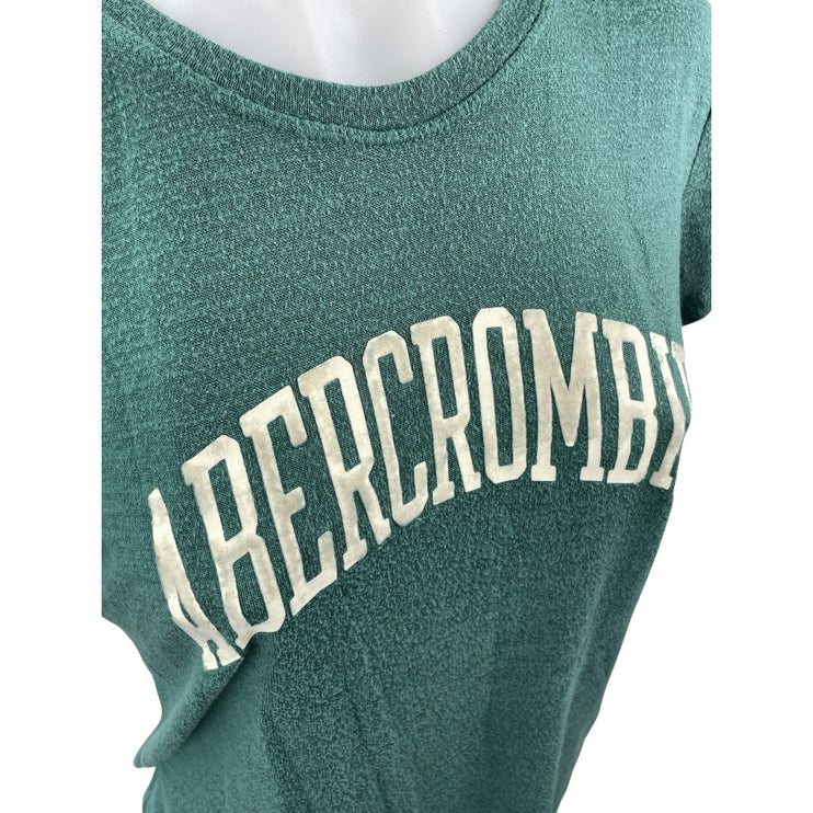 Abercrombie & Fitch Green Logo Crew Neck Short Sleeve Basic Tee T-Shirt Top Sz S