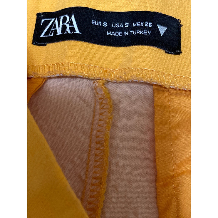Zara Women's Yellow High Waisted Side Zip Mini Wide Leg Wrap Skirt Skort Size S