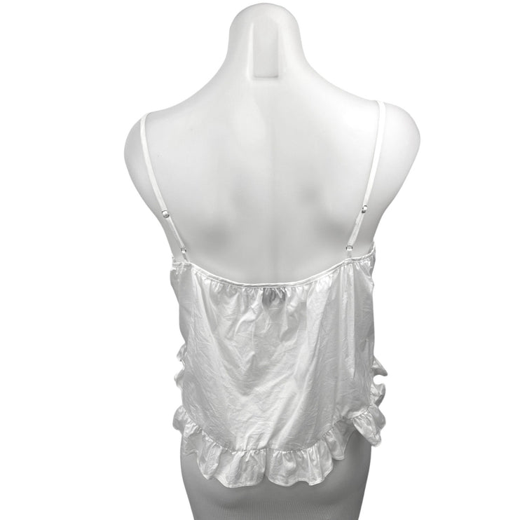 WeWoreWhat Danielle Bernstein White Boho Ruffle Camisole Tank Top Size S