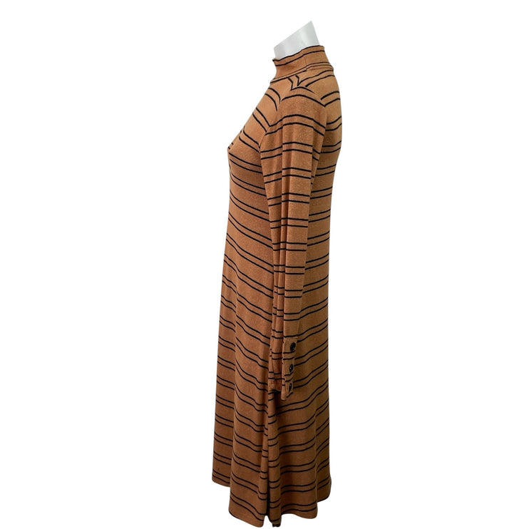 Velvet Torch Women's Brown Striped Mock Neck Long Sleeve Sweater Mini Dress S