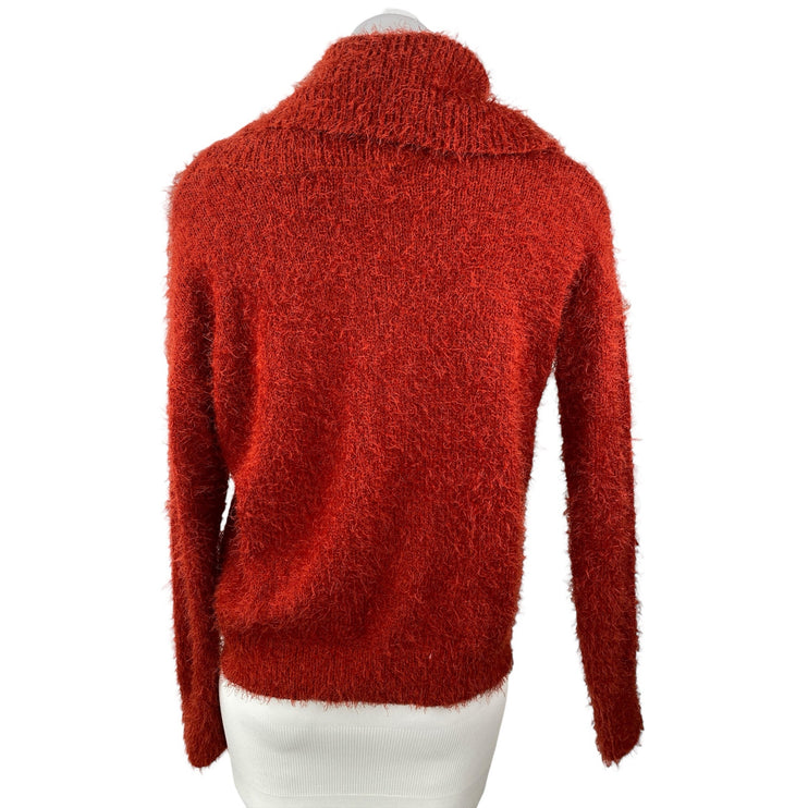 Pink Rose Women's Red Fuzzy Faux Fur Cowl Neck Long Sleeve Sweater Top Size XS