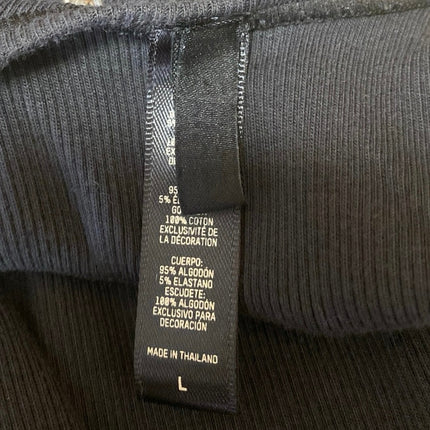 Skims Women's Black Sleeveless Ribbed Knit Square Neck Boysuit Tank Top Size L