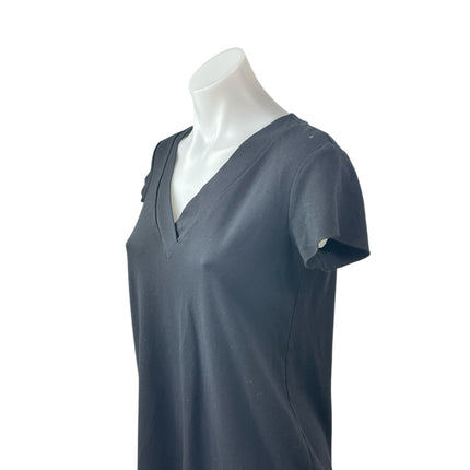 Massimo Dutti Women's Black Short Sleeve V Neck T Shirt Tee Mini Dress Size S