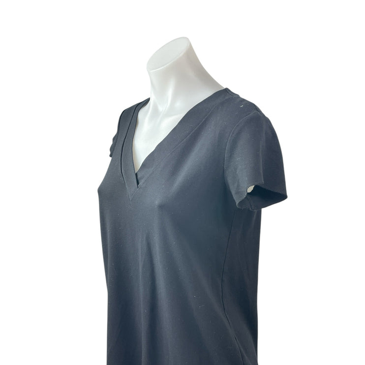 Massimo Dutti Women's Black Short Sleeve V Neck T Shirt Tee Mini Dress Size S