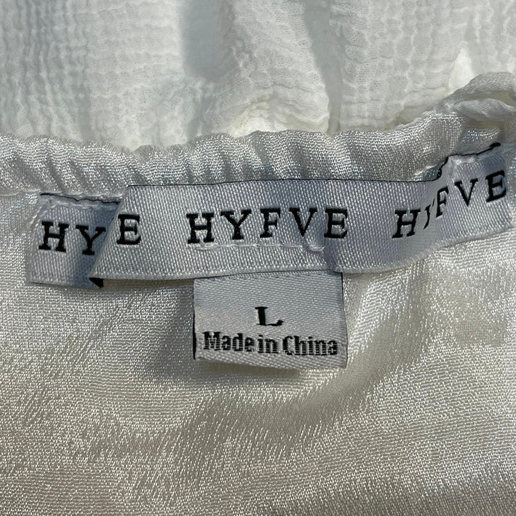 Hyfve White Sleeveless V Neck Drape Wrap Tie Back Cami Slit Midi Sheath Dress L