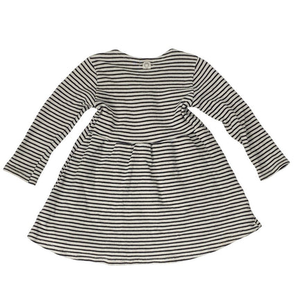 Bean's Baby Girls Black White Striped Long Sleeve Pockets A-line Dress 18-24M