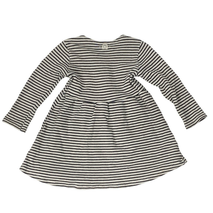 Bean's Baby Girls Black White Striped Long Sleeve Pockets A-line Dress 18-24M