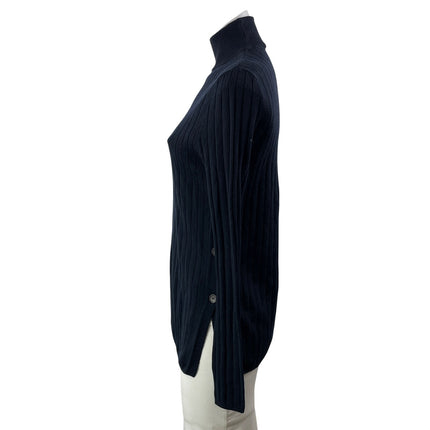 Zara Womens Navy Blue Long Sleeves Ribbed Knit Turtleneck Pullover Sweater Top S