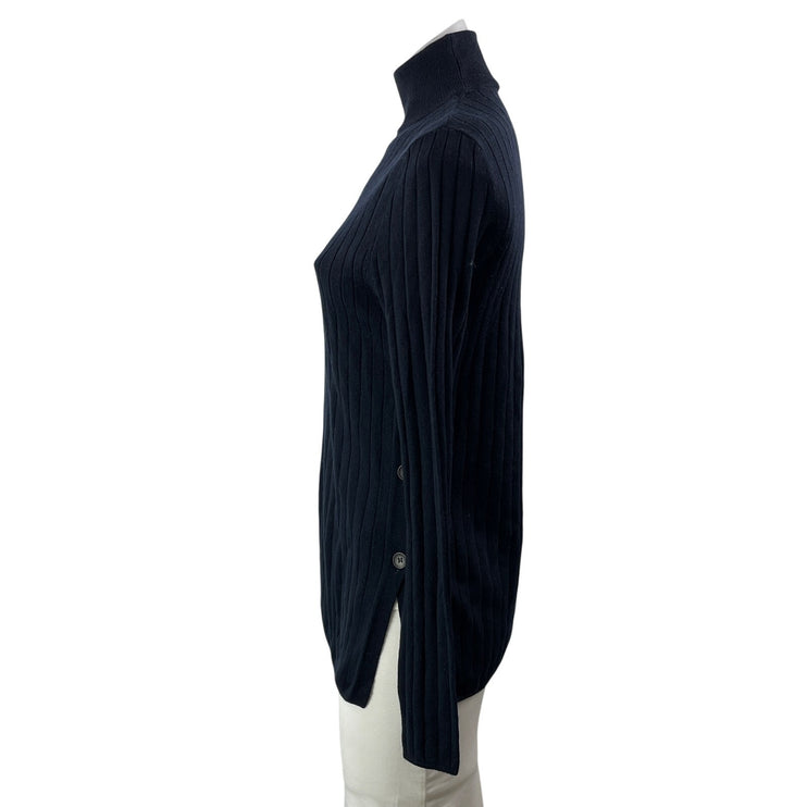 Zara Womens Navy Blue Long Sleeves Ribbed Knit Turtleneck Pullover Sweater Top S