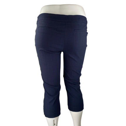 Hilary Radley Women Navy Blue Pull On High Rise Capri Cropped Trousers Pants XXL