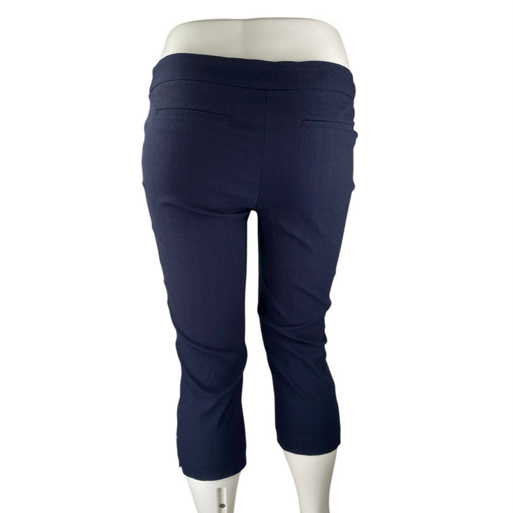 Hilary Radley Women Navy Blue Pull On High Rise Capri Cropped Trousers Pants XXL