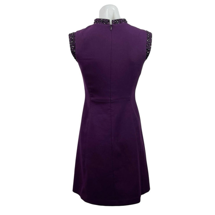 Vince Camuto Purple Sleeveless Beaded Mock Neck A Line Fit & Flare Mini Dress 2