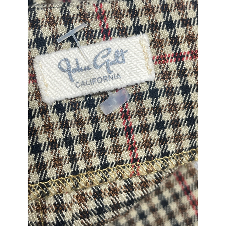 John Galt Brandy Melville Cara Brown Plaid Check High Waist Mini Pencil Skirt S