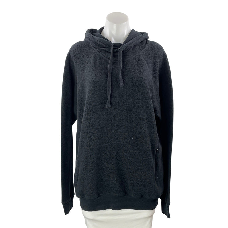 Alo Yoga Women's Black Long Sleeve Sherpa Fleece Hoodie Hooded Sweatshirt Top L
