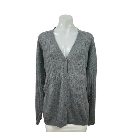Rumored Gray Wool Cable Knit Long Sleeve V Neck Button Down Cardigan Sweater S