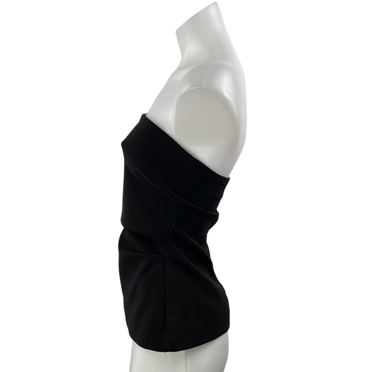 Zara Women's Black Strapless Tube Bandeau Sleeveless Peplum Blouse Top Size S