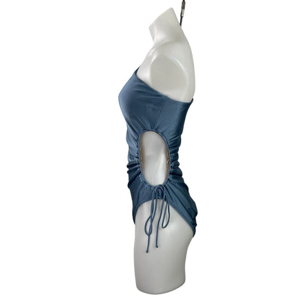 NEW J.Crew Blue One Shoulder Cut Out Tie One Piece Swimsuit Swimwear Size 8