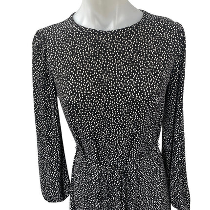 NEW Banana Republic Black White Polka Dots Long Sleeve A Line Mini Dress Size S