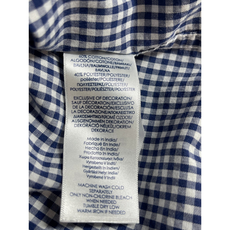 Chaps Men's Blue Gingham Checkered Long Sleeve Button Down Shirt Top Size L