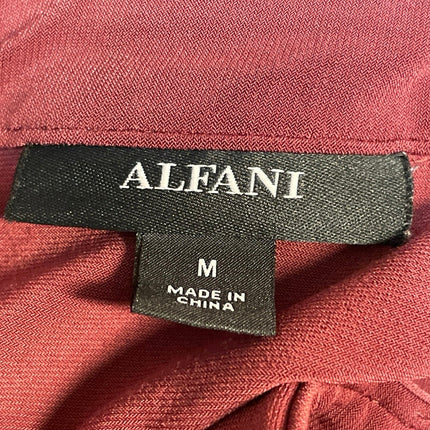 Alfani Womens Red Collared Long Sleeve Tie Waist Midi Flare A-Line Shirt Dress M
