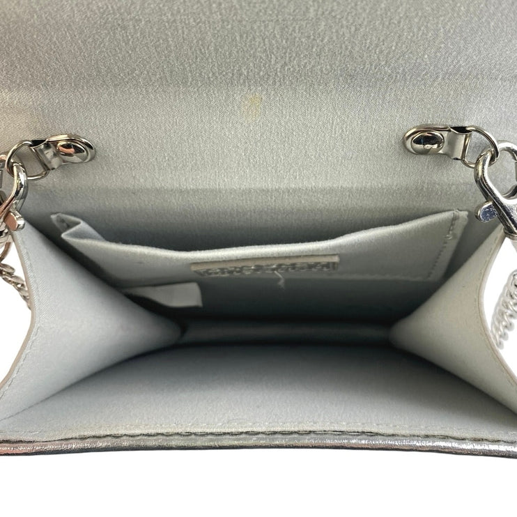 Badgley Mischka Silver Rhinestone Studded Gemstone Bridal Hard Satchel Handbag