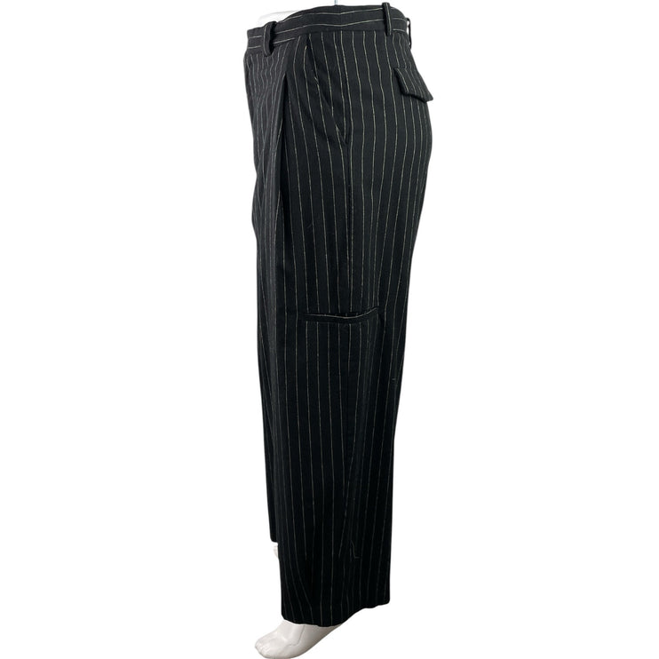 Madewell Womens Black Striped High Waist Wide leg Cargo Trousers Pants Size 16