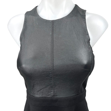 Club Monaco Black Faux Leather Sleeveless Racerback Zip Mini Fit & Flare Dress 0