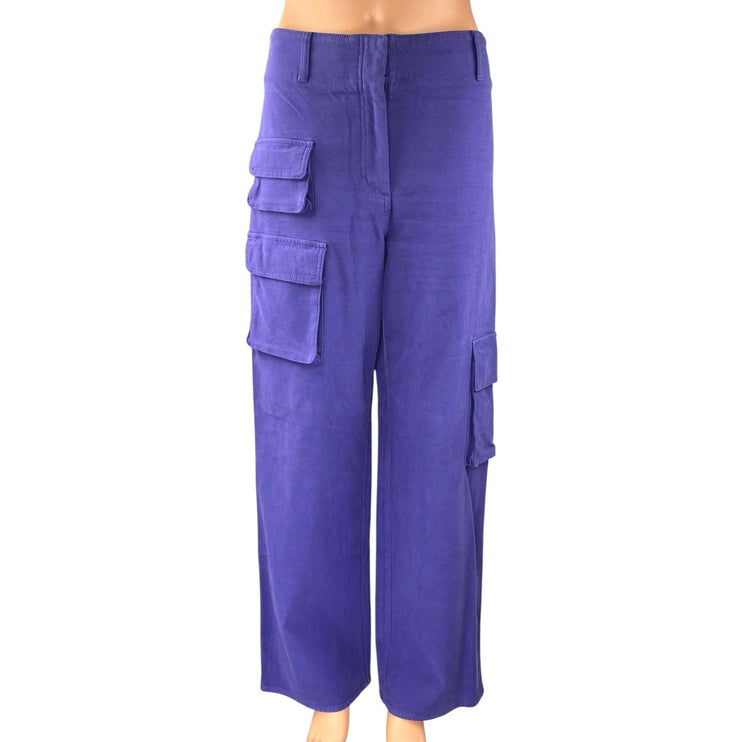 Aritzia Wilfred Picture Purple High Waisted Wide Leg Cargo Trousers Pants Size 8