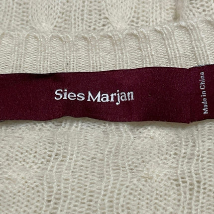 Sies Marjan Womens Cream Long Sleeve Cable Knit Crew Neck Pullover Sweater Top M
