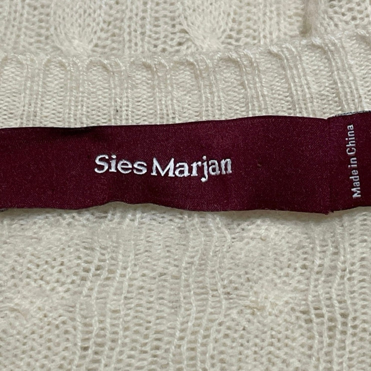 Sies Marjan Womens Cream Long Sleeve Cable Knit Crew Neck Pullover Sweater Top M