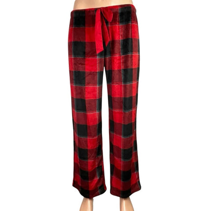 Stars Above Men Red Plaid Flannel Check Drawstring Sleepwear Pajama Pants Size M