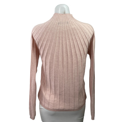 MNG Mango Women's Pink Ribbed Knit Mock Neck Long Sleeve Sweater Top Size XL
