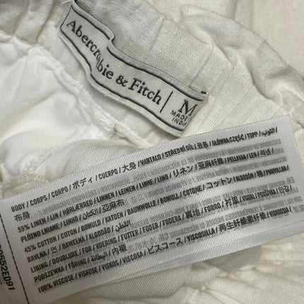 Abercrombie & Fitch White High Rise Linen Cropped Wide Leg Trouser Pants Size M