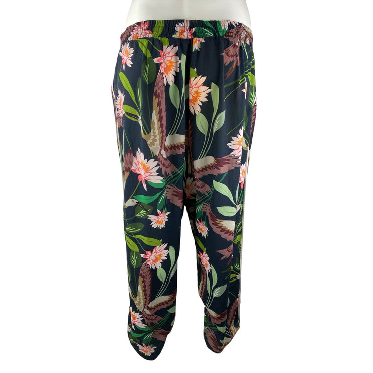 Women's Multicolor Floral High Rise Elastic Waist Wide Leg Trousers Pants Sz XXL