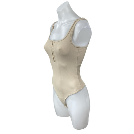 NEW Abercrombie & Fitch Cream Sleeveless Zip Knit Thong Tank Bodysuit Top Size S
