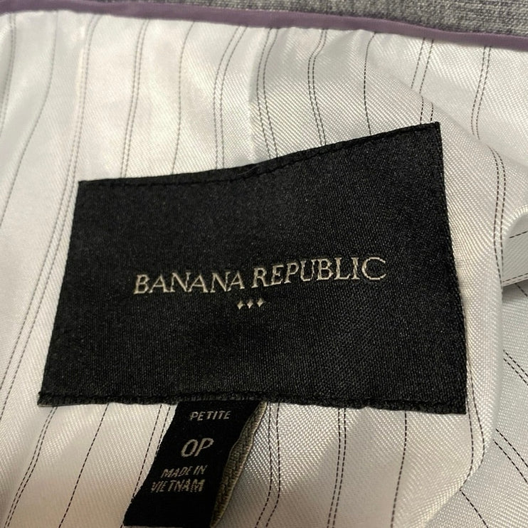 Banana Republic Women's Gray Long Sleeve One Button Blazer Coat Jacket Size 0P