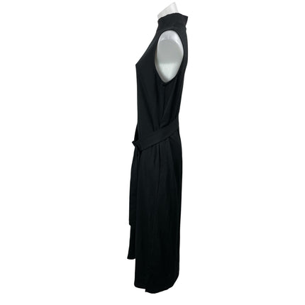 NEW Prologue Black Sleeveless Mock Neck Tie Waist Midi Sweater Dress Size M