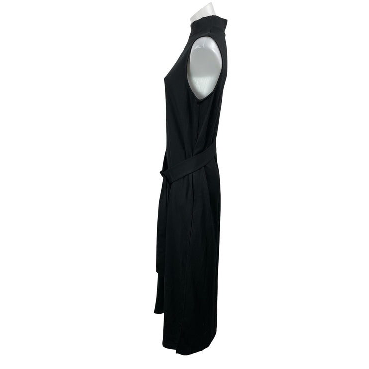 NEW Prologue Black Sleeveless Mock Neck Tie Waist Midi Sweater Dress Size M