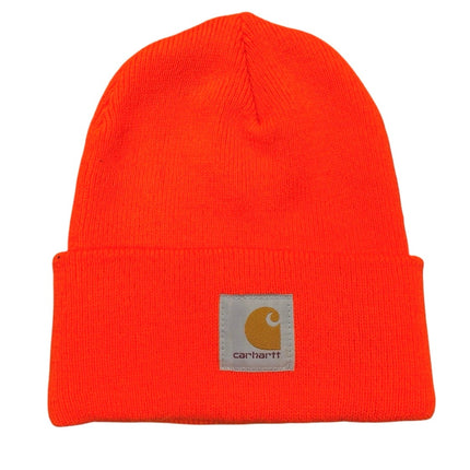Carhartt A18 Mens Neon Coral Acrylic Stretch Knit Beanie Bonnet Hat One Size