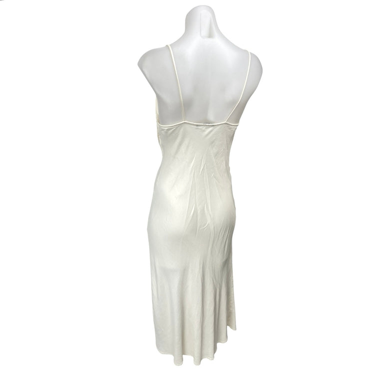 Zara White Ivory Sleeveless Cowl Neck Cami Camisole Tank Midi Slip Dress Size S