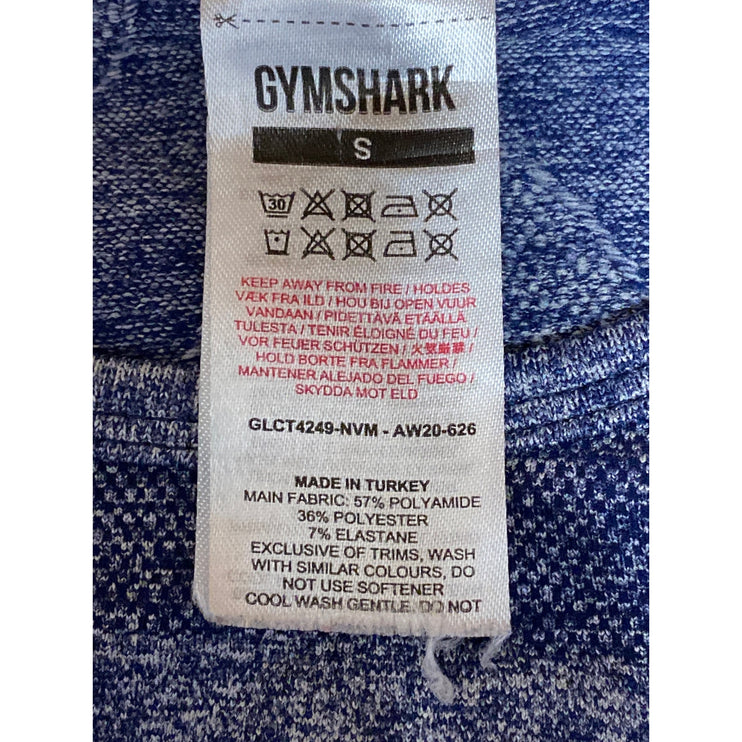 Gymshark Flex Sport Navy Marled Blue Long Sleeve Yoga Athletic Crop Top Size S